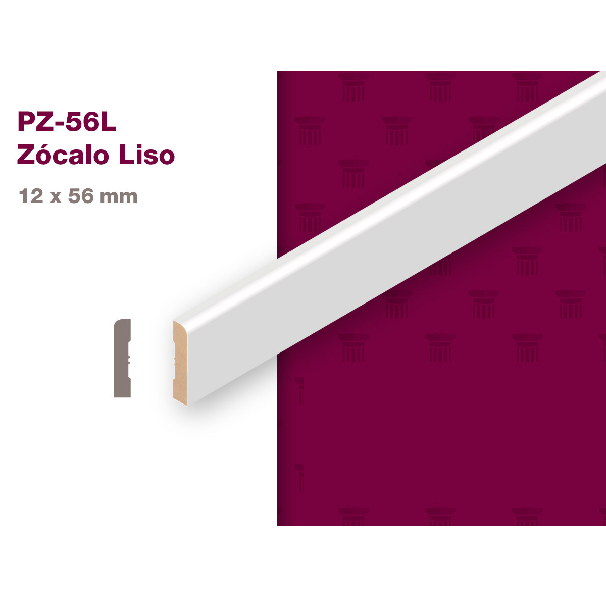 Imagen ZOCALO MDF PREPINTADO 9X56MMX2.75 MTS.  PZ-56L