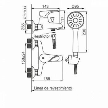 MELINCUE DISCONT 0310/C9 CR JGO MONO DUCHA C/TR